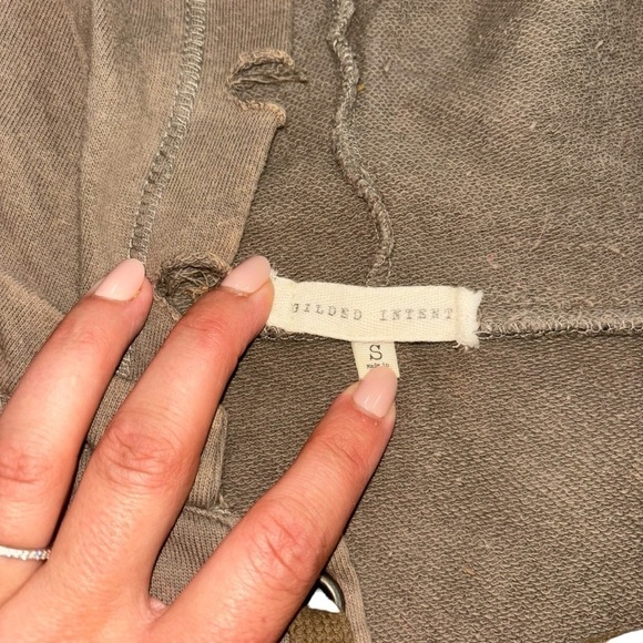 Gilded Intent Army Green Distressed Lace Up Hoodie Women’s Small Grunge Casual - Picture 7 of 12